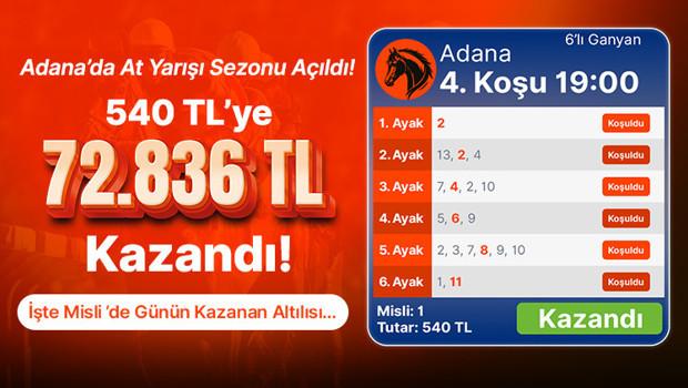 Kulis: Adana’da At Yarışı Sezonu Açıldı! 540 TL’ye 72.8...